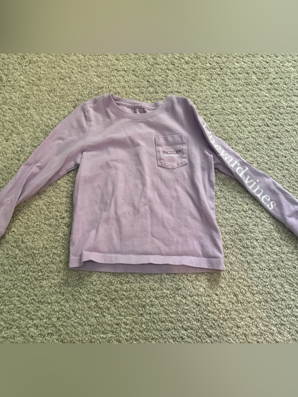 Vineyard Vines Lavender Pocket Tee with Love Bead Graphic 3T